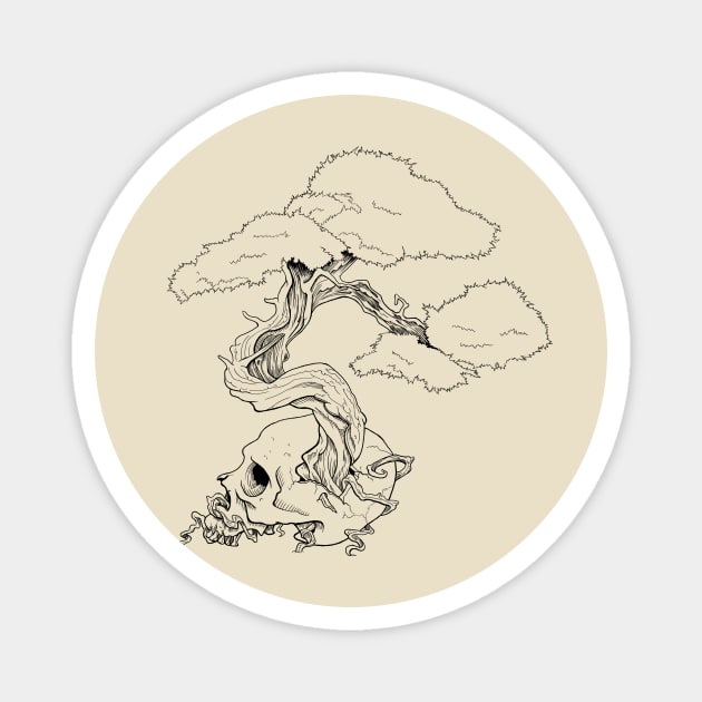 Bonsai Skull Ink Magnet by Ian Moss Creative